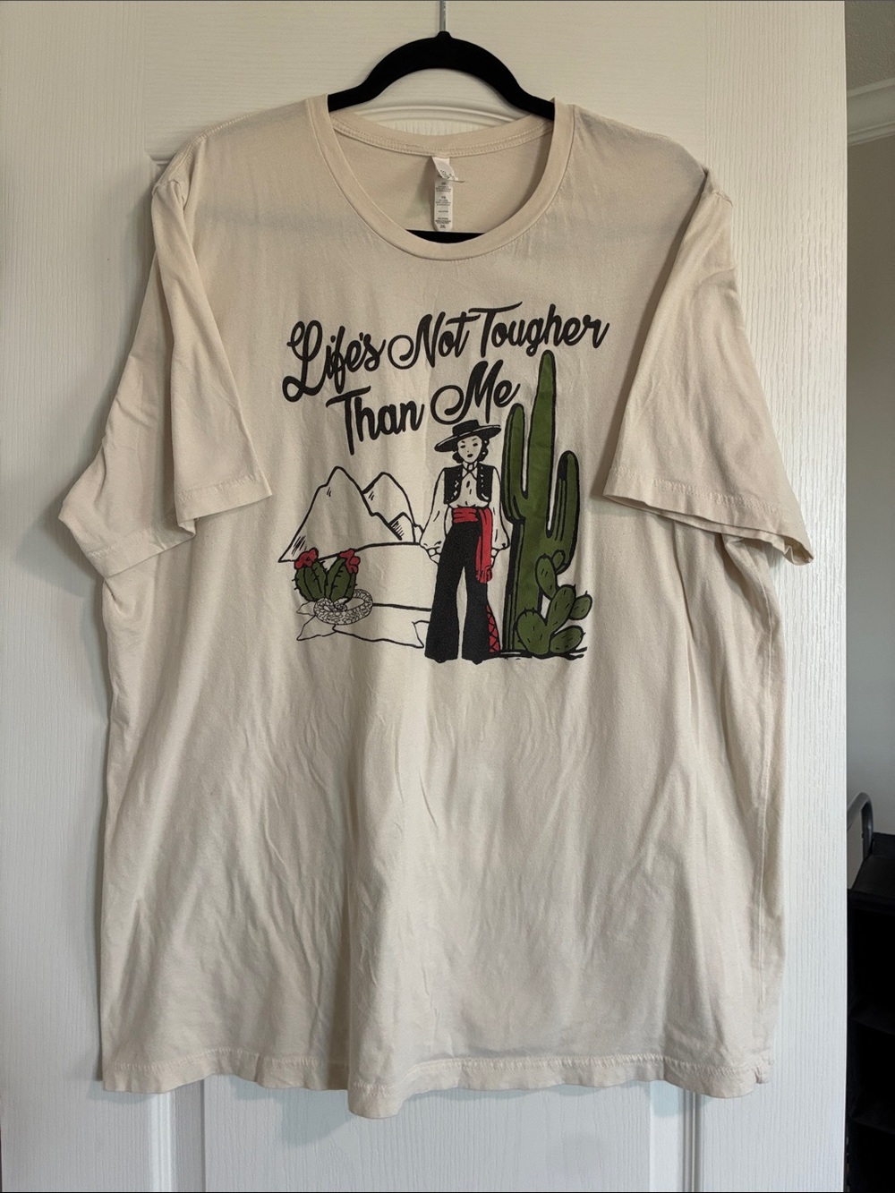 Bella Canvas Cream Graphic Tee with Western Cactus Design